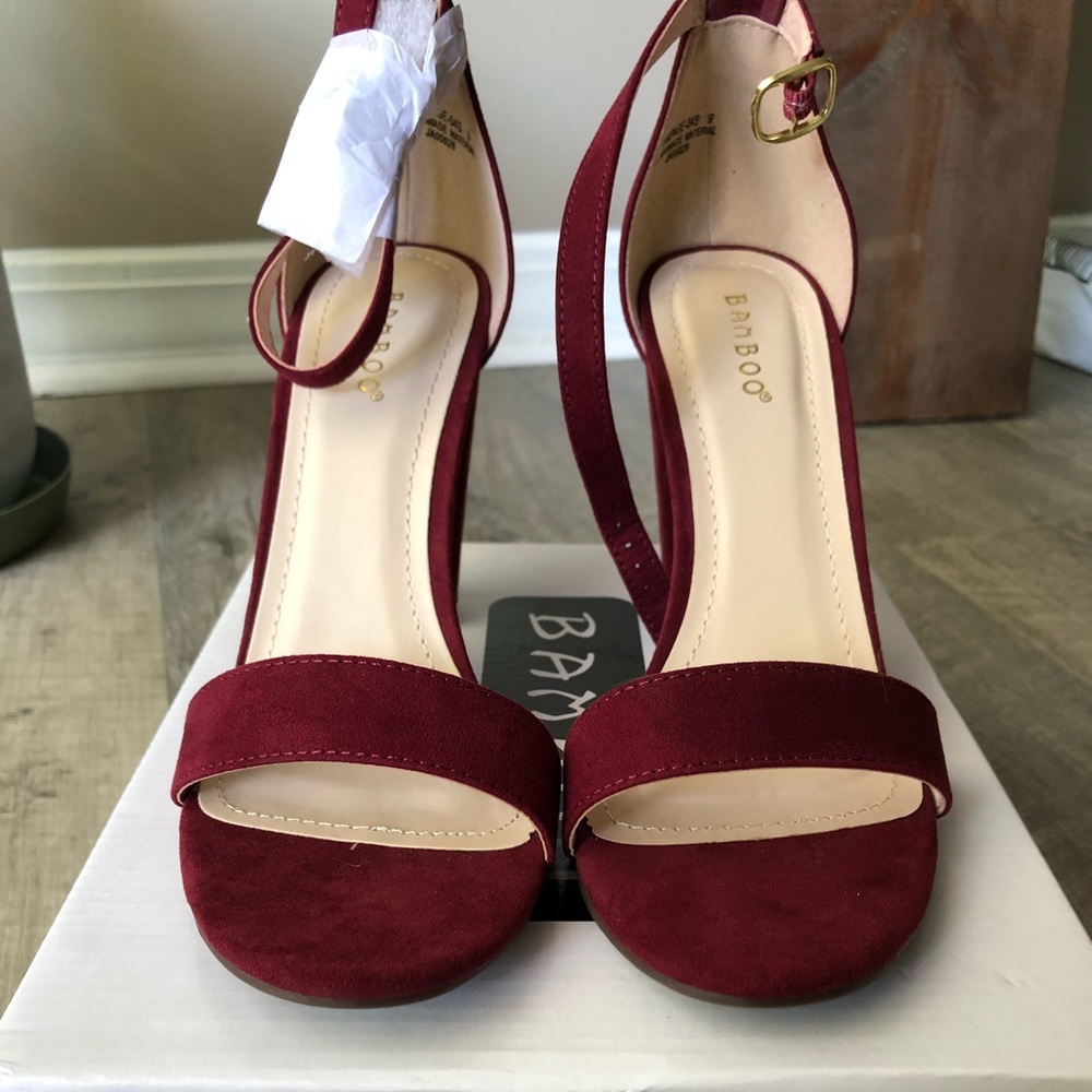 Burgundy chunky heels
